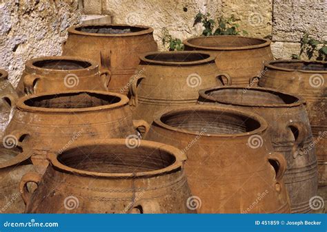clay jars   palace  knossos  crete greece stock photo