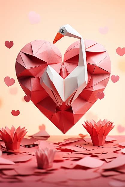 Premium AI Image | valentine day concept origami