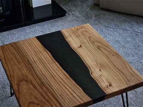 Elm and Black Epoxy Coffee Table - Etsy