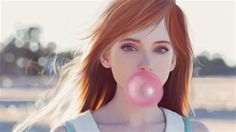 Girl Blowing Bubble Gum, HD Fantasy Girls, 4k Wallpapers, Images ...