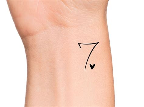 Seven Heart Temporary Tattoo / Number 7 Tattoo - Etsy