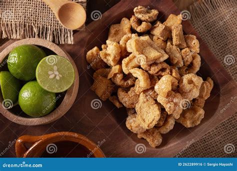 Deep Fried Pork Rinds Top View Stock Photo - Image of rind, chicharron ...