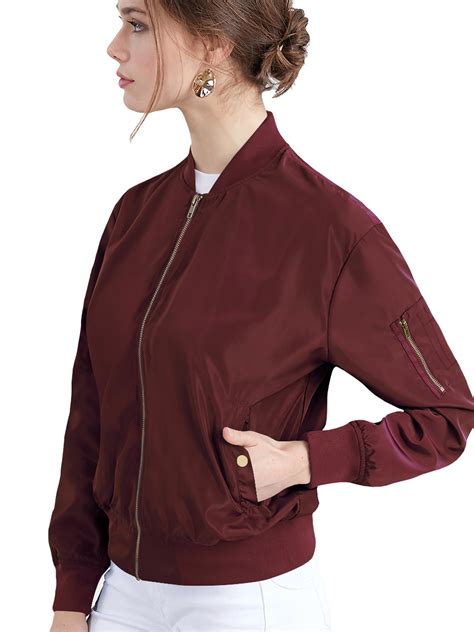 womens classic lightweight jacket multi pocket windbreaker bomber