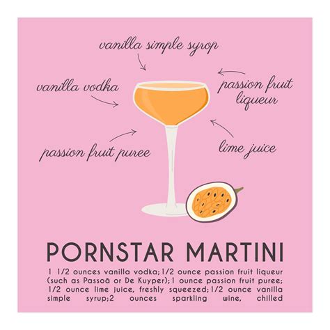 Pornstar Martini Cocktail garnished with passion fruit. Classic