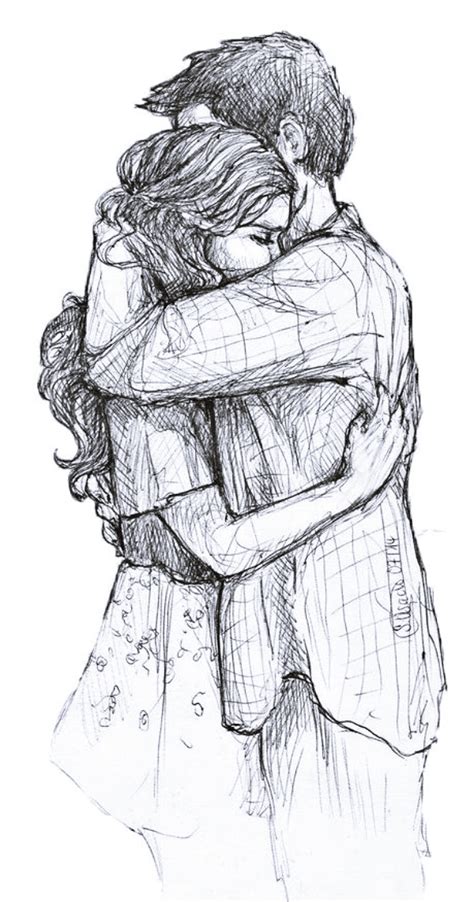 40 Romantic Couple Hugging Drawings and Sketches - Buzz 2018