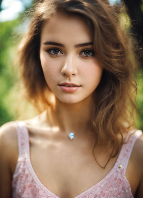 Lexica - A very beautiful feminine innocent girl is looking into camera