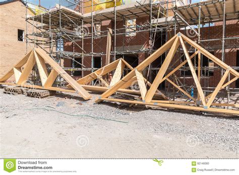 House Construction Roof Trusses Stock Photo - Image of construction ...