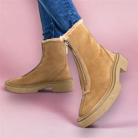 Дамски бежови боти естествен велур - Judy - Beige | ModerniObuvki.com ...