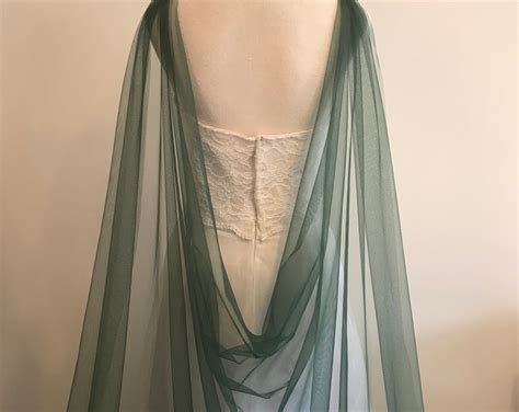green draped cape bridal green cape soft tulle green shoulder cape