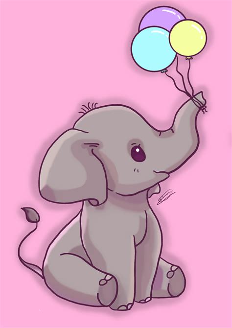 Cute Baby Elephant Drawing