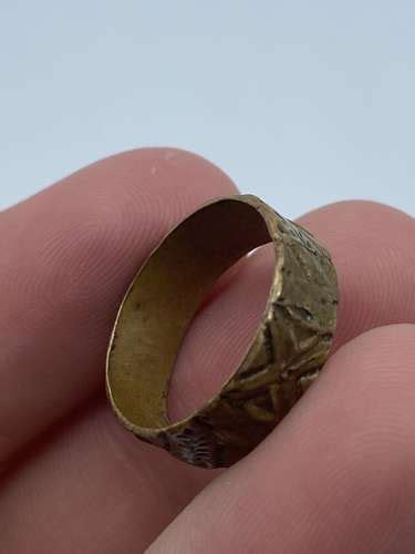 Crudely Made WW1 Copper/ Brass Carved Trench Art Ring Souvenir