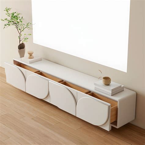 Contemporary Simple Solid Wood TV Stand in White with 4 Drawers - 71"L ...