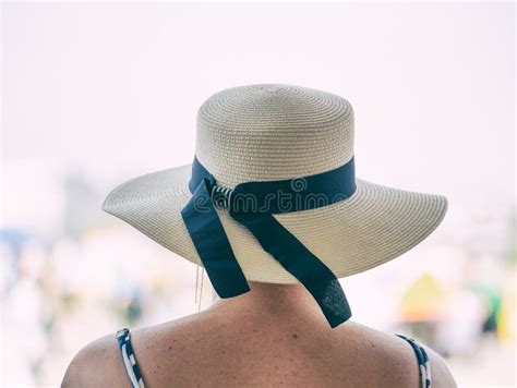 view picture   woman wearing  elegant hat stock photo image