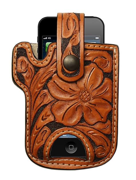 Hand Carved Two Tone Leather Case for any Smartphone