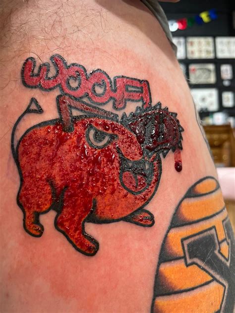 Gnarly Pochita Tattoo-blood for effect. : r/csmanime