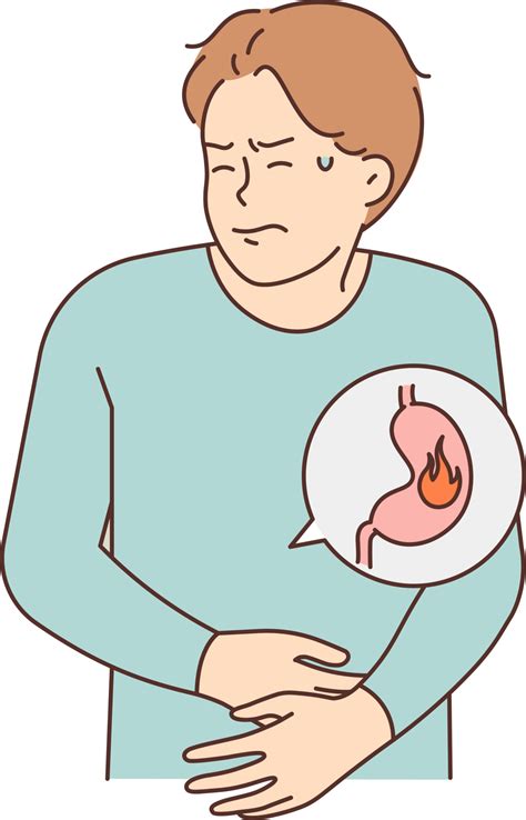 Unhealthy man suffer from stomach inflammation 21477230 PNG