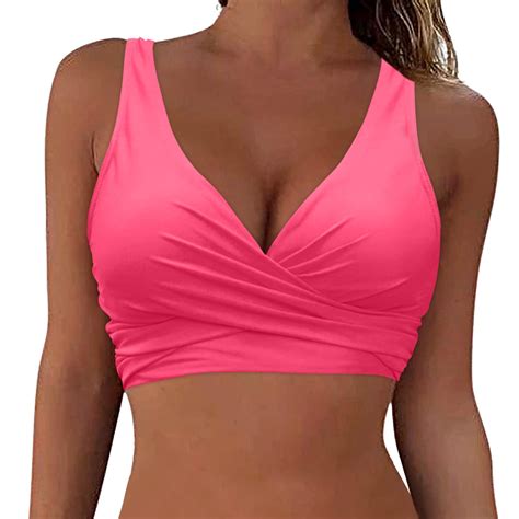 Siilsaa Push Up Bikini One Piece Bikini Top Sexy Bathing Suits Pink,M