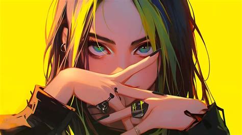 Billie Eilish Stare Yellow Desktop Wallpaper - Download in HD & 4K