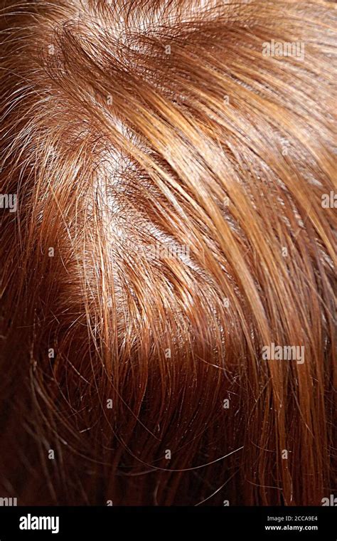 female head with red hair, top view Stock Photo - Alamy