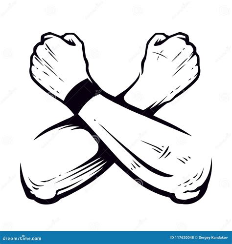 Crossed Hands Clenched Fists Vector Stock Vector - Illustration of silhouette, ready: 117620048