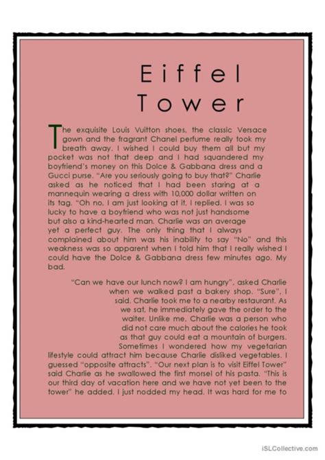 42 Tower English ESL worksheets pdf & doc