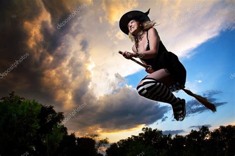 Flying witch on broomstick Stock Photo by ©byheaven 4552795