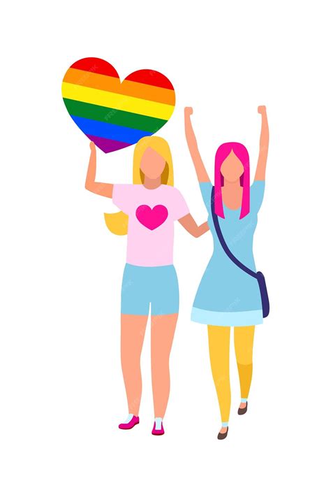 Premium Vector | Girls participating in gay rights movement semi flat