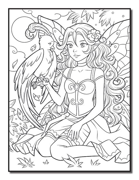 Раскраски «Феи и Эльфы» - «Фея с орлом» | Fairy coloring pages, Adult ...