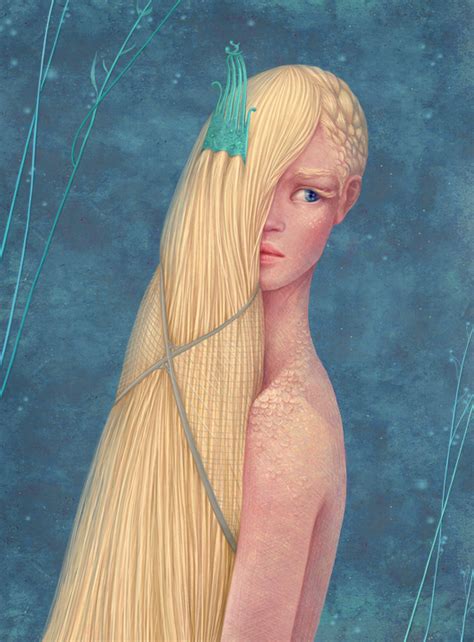 Иллюстрация Г.Х. Андерсен / Русалочка в стиле книжная графика