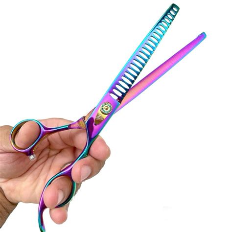 Tesoura Tubarão Pet - Tesoura Tubarão Banho E Tosa Pet 8 Pol Bahwolf Luxo Cores com Strass ...