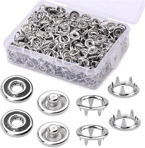 Amazon.com: TLKKUE 150 Sets Snap Button, 9.5mm Metal Silver Snaps