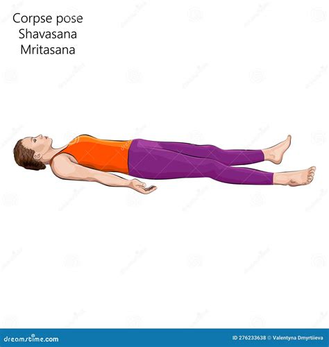 Shavasana Corpse Pose Color Line Illustration. Pictogram For Web Page