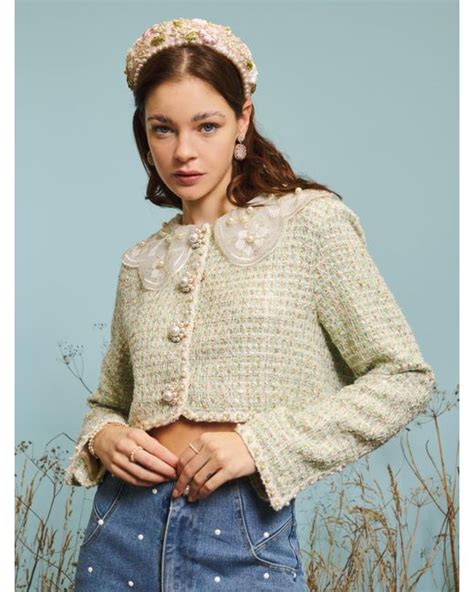 Sister Jane Dream Seedling Tweed Jacket in Sage Green (Green) | Lyst