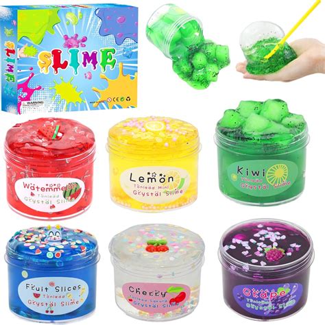 Clear Slime Kit Crystal Slime Set Fruit Crystal Slime Pack, Non Sticky