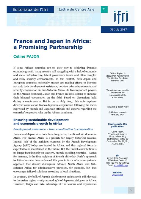 France and Japan in Africa: a Promising Partnership | Ifri