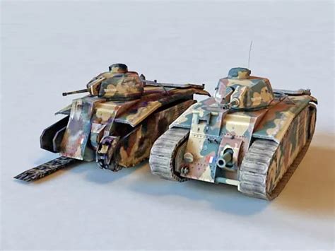 French Char B1 Heavy Tank Free 3D Model (.Max) - Open3dModel