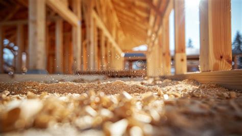 Wooden Construction Framework with Sawdust. Stock Image - Image of ...