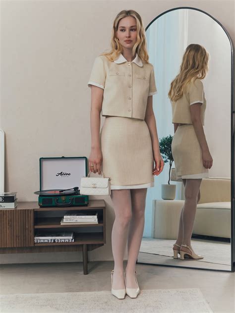 Твидовая юбка мини с контрастной вставкой :: LICHI - Online fashion store
