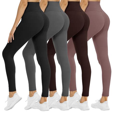 4 Pack Leggings for Women - High Waisted Tummy Control Soft No See