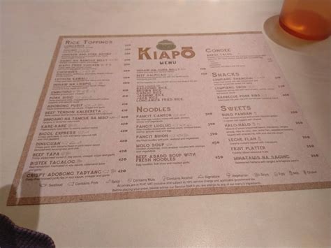 Menu at Kiapo restaurant, Parañaque, Okada Manila