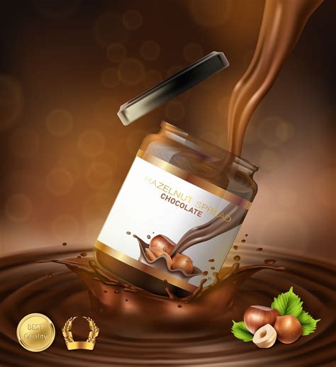3d realistic vector background. Hazelnut spread. liquid chocolate ...