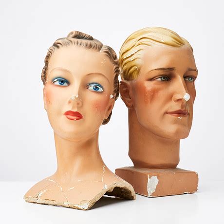 PLASTER HEADS, 2 pcs, hand painted, first half of the 20th century, in ...