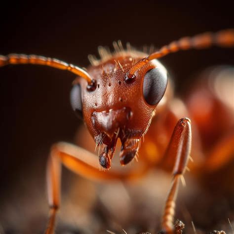 Premium AI Image | A close up of a red ant with a black face and a ...