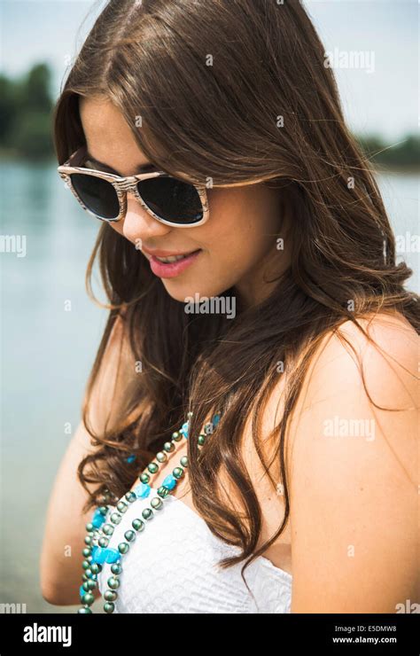 close  woman wearing bikini  res stock photography  images alamy