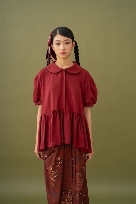 Jade Peplum Collar Top With Ecosoft Cotton Technology Fabric – NOVERE