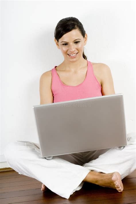 Sitting with Laptop stock image. Image of sporty, casual - 2041389