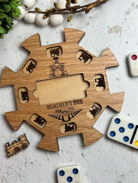 Mexican Train Personalized Hub Premium Wood Acrylic 3D Wooden Train