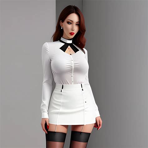 young, pretty girl, long legs, large breasts, small waist, in high