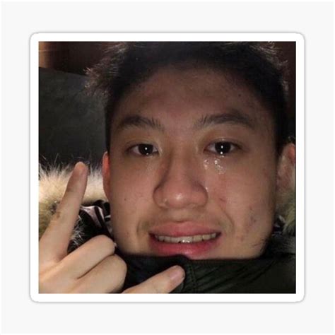 rich brian crying peace sign meme sticker  sale  bgsmall redbubble