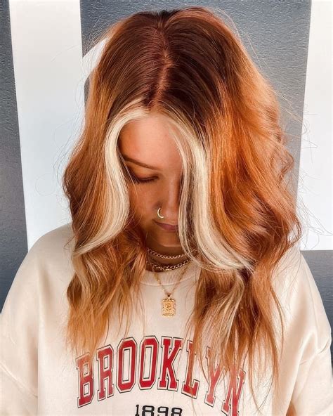 Fascinating Copper Red Hair With Blonde Money Piece Gallery - De Haus Blog